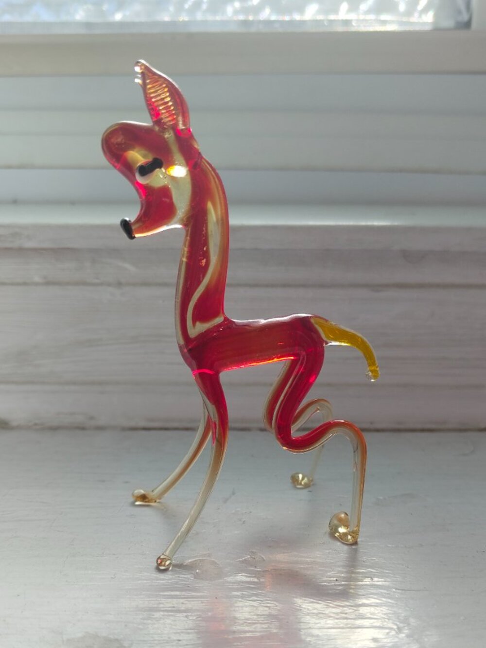 Red Glass Deer Figurine